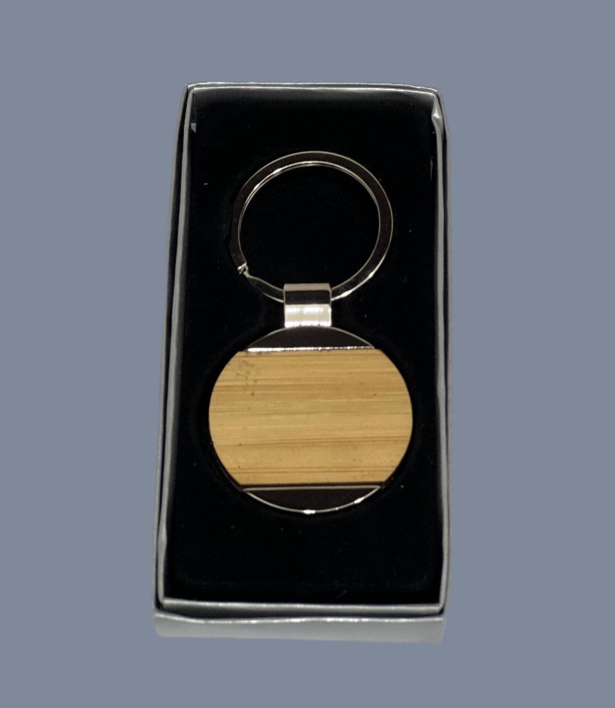 BAMBOO METAL KEYCHAIN ROUND SHAPE