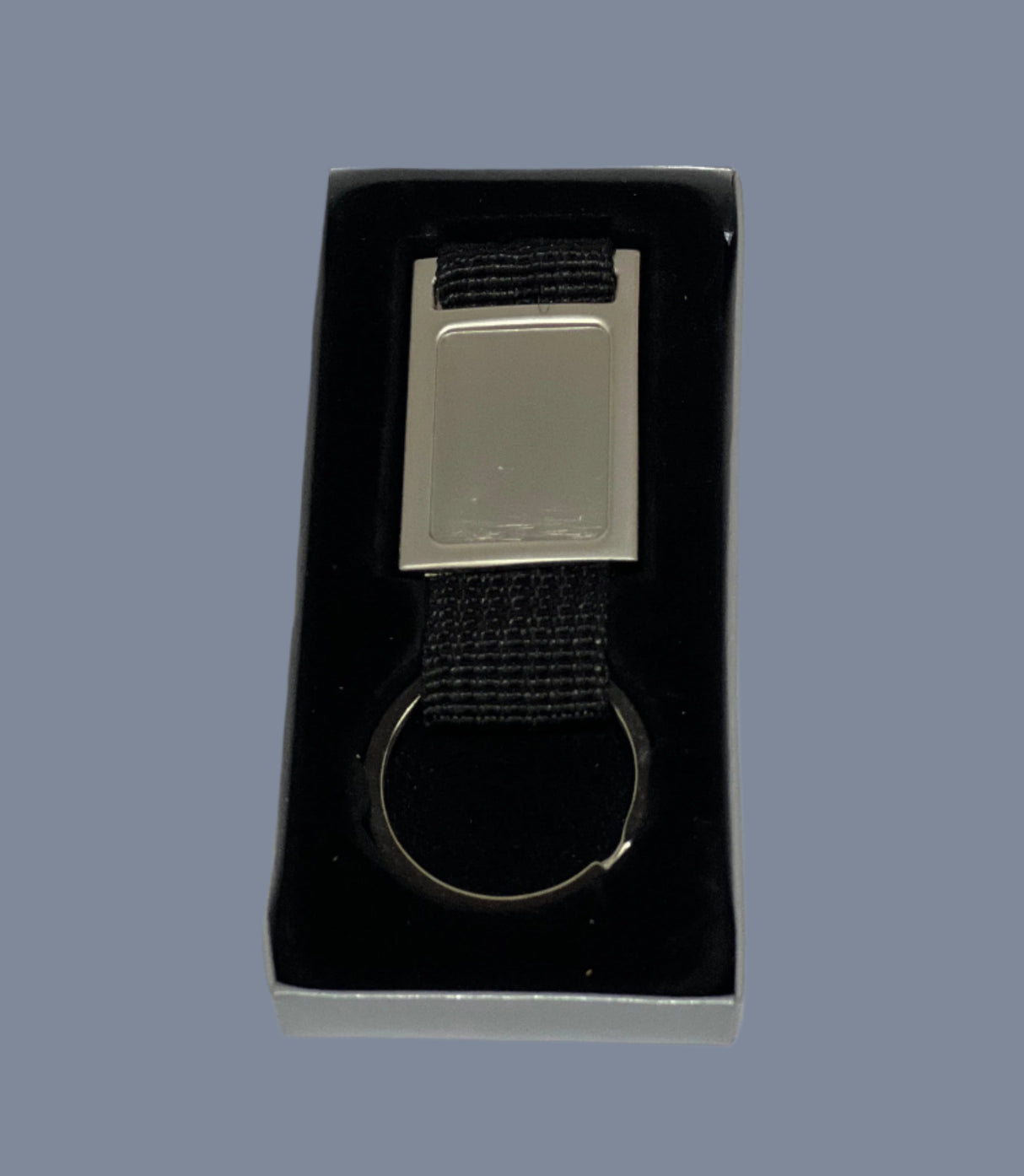 METAL KEYCHAI RECTANGLE SHAPE WITH BLACK STARQ & SPACE FOR EPOXY PRINTING