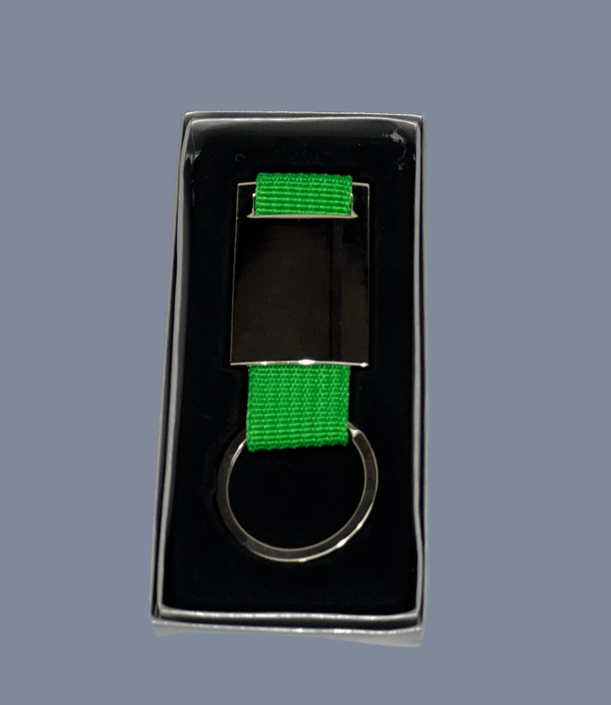 METAL KEYCHAI RECTANGLE SHAPE WITH GREEN STARQ