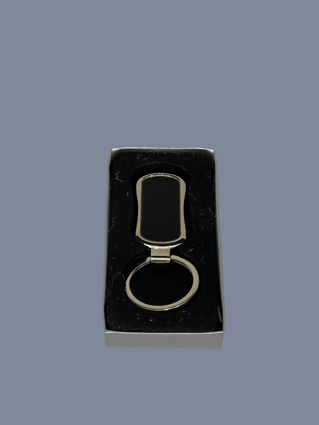 Metal Keychain Rectangular Oval with Black Plate (749) | Custom Engraving in Qatar | Raifa Print