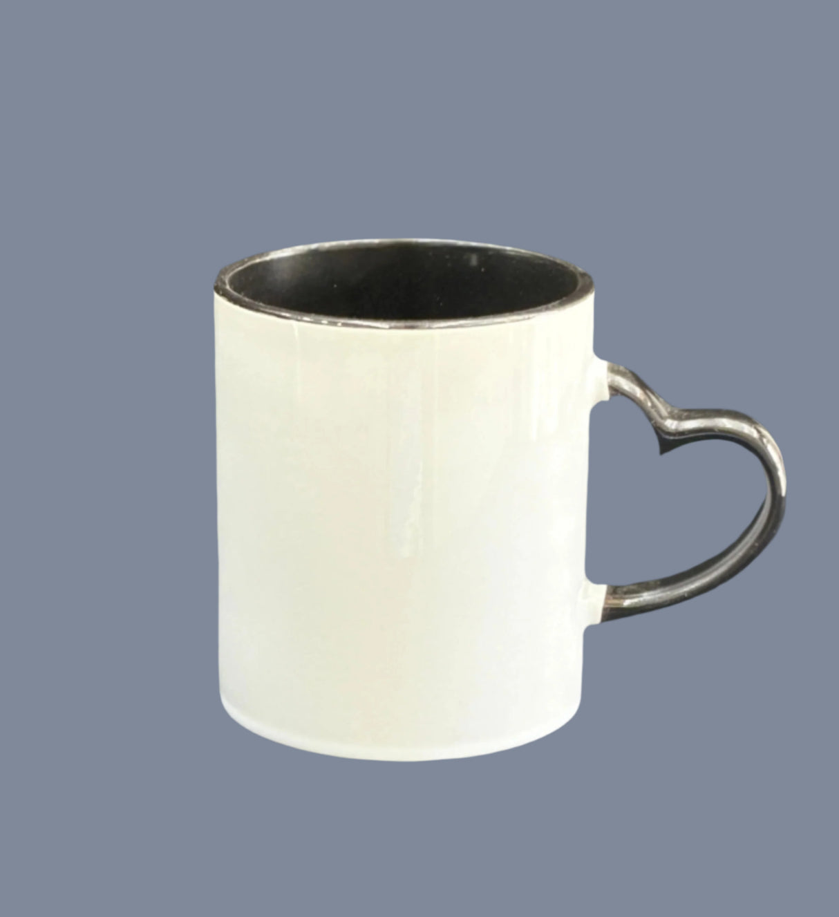White Mug with Heart-Shaped Handle and Black Inside – Custom Printing | Raifa Print Qatar