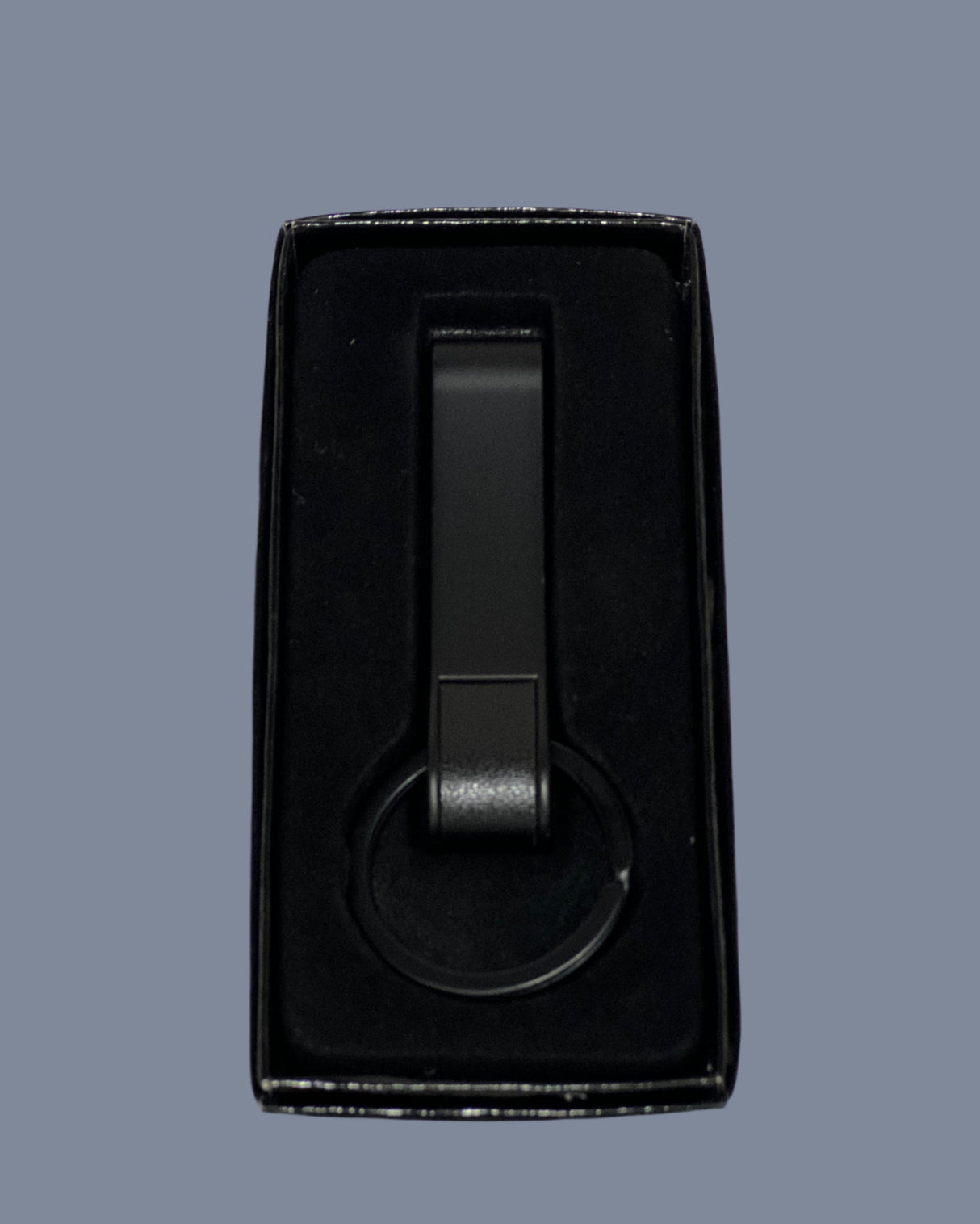 METAL KEYCHAIN LONG VERTICAL SHAPE MATTE BLACK 741