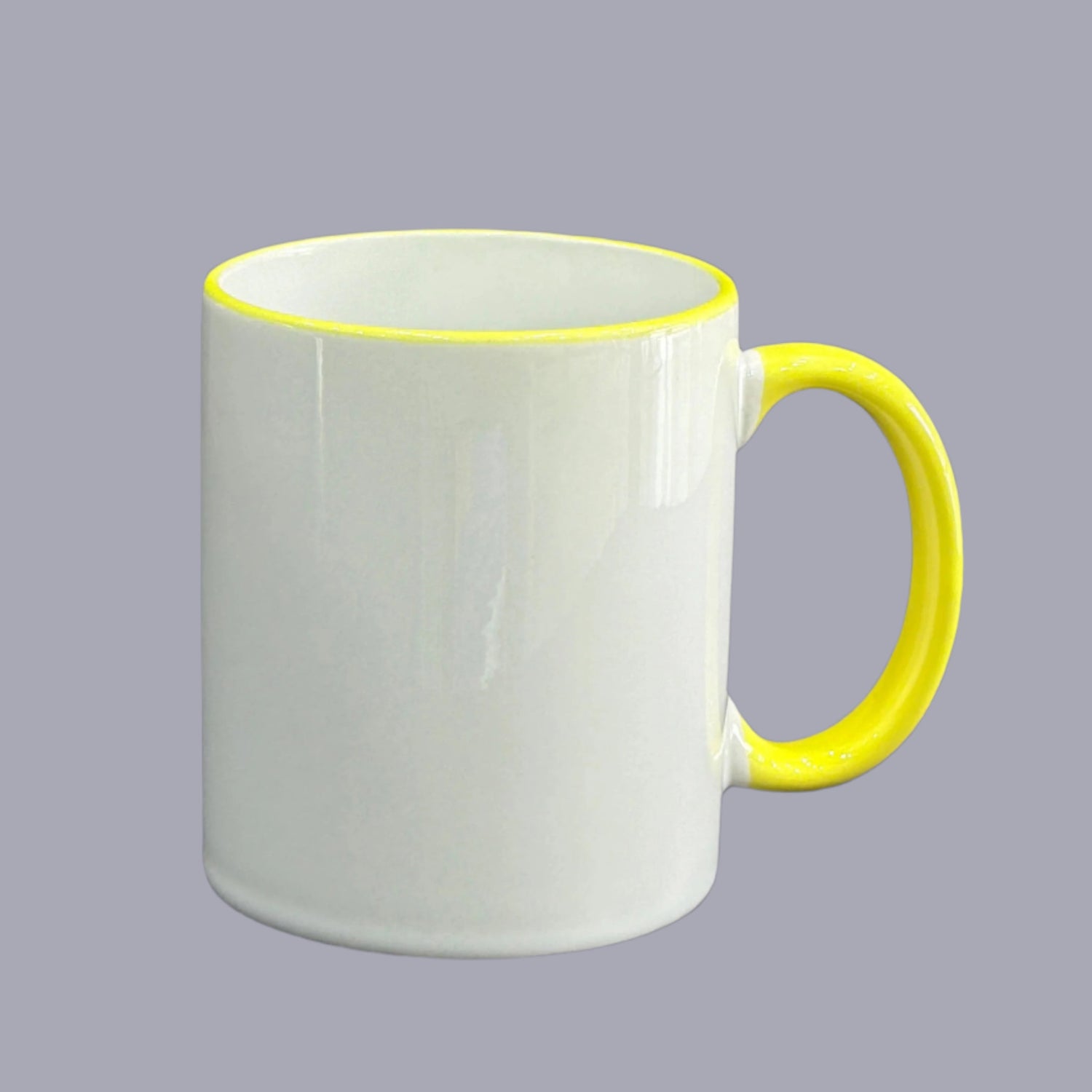 White Mug with Yellow Handle – Custom Logo Printing | Raifa Print Qatar